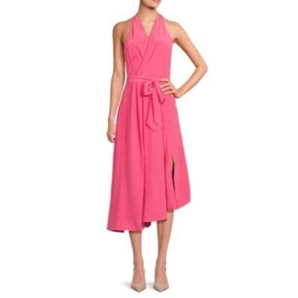 NWOT EQUIPMENT Alejandra Belted PINK Silk Midi Dress SIZE 4